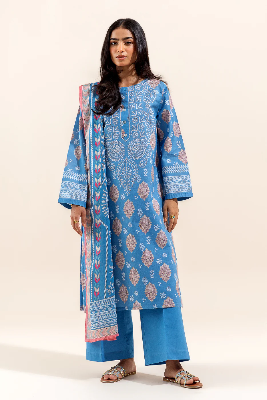 3 PIECE PRINTED LAWN SUIT-CAROLINA TINTS (UNSTITCHED) - Image 2