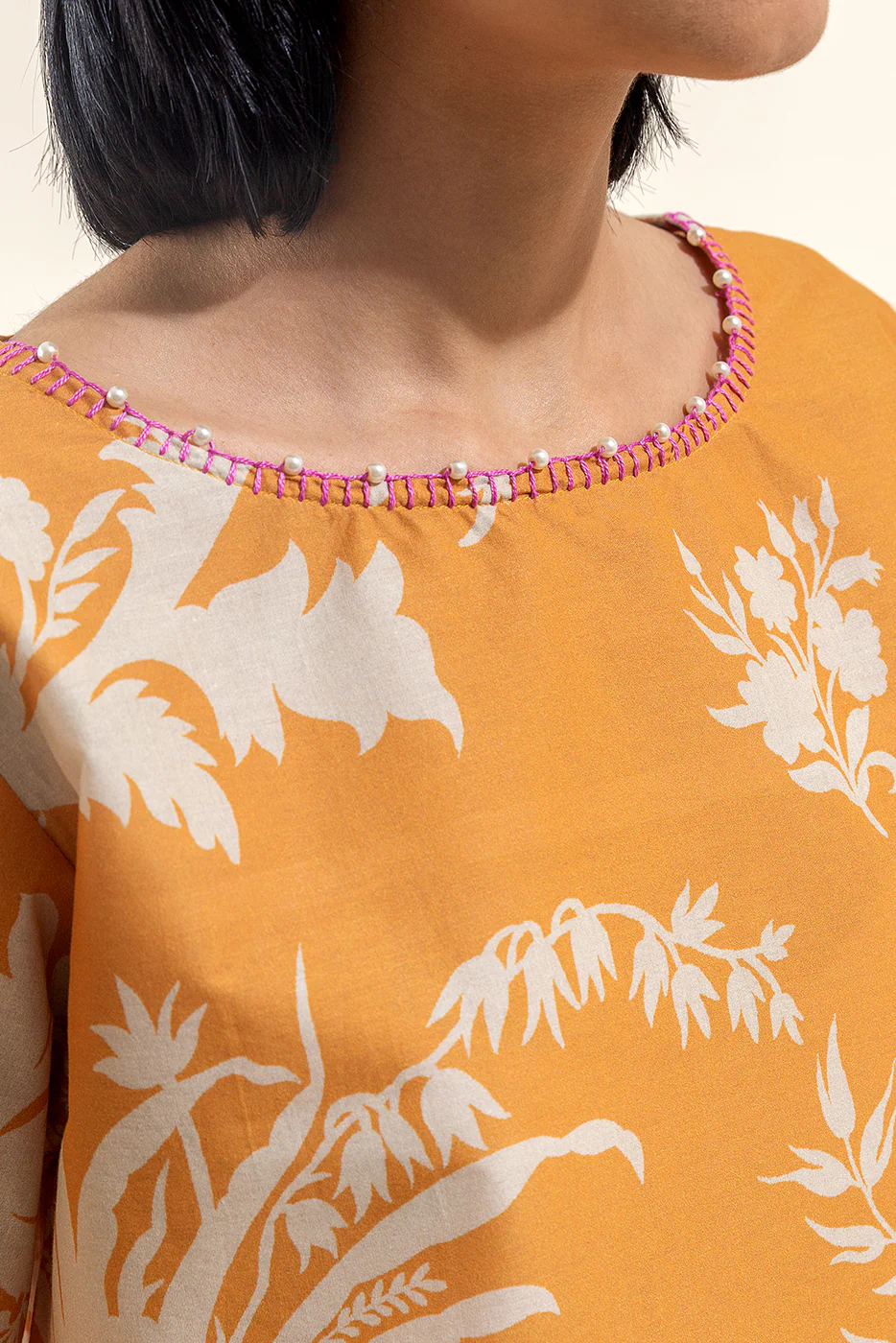 3 PIECE PRINTED LAWN SUIT-TUSCAN GOLD (UNSTITCHED) - Image 6