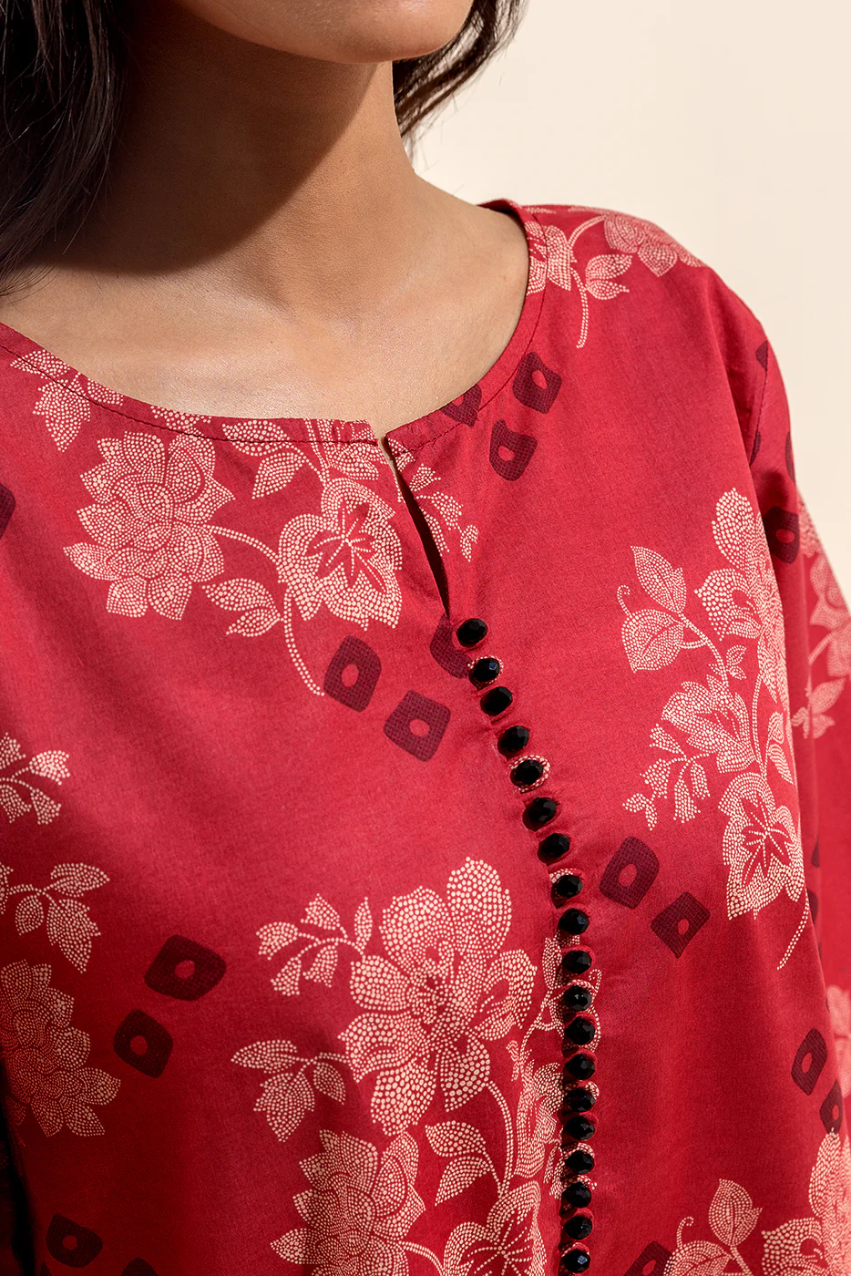 3 PIECE PRINTED LAWN SUIT-RED WOOD (UNSTITCHED) - Image 5