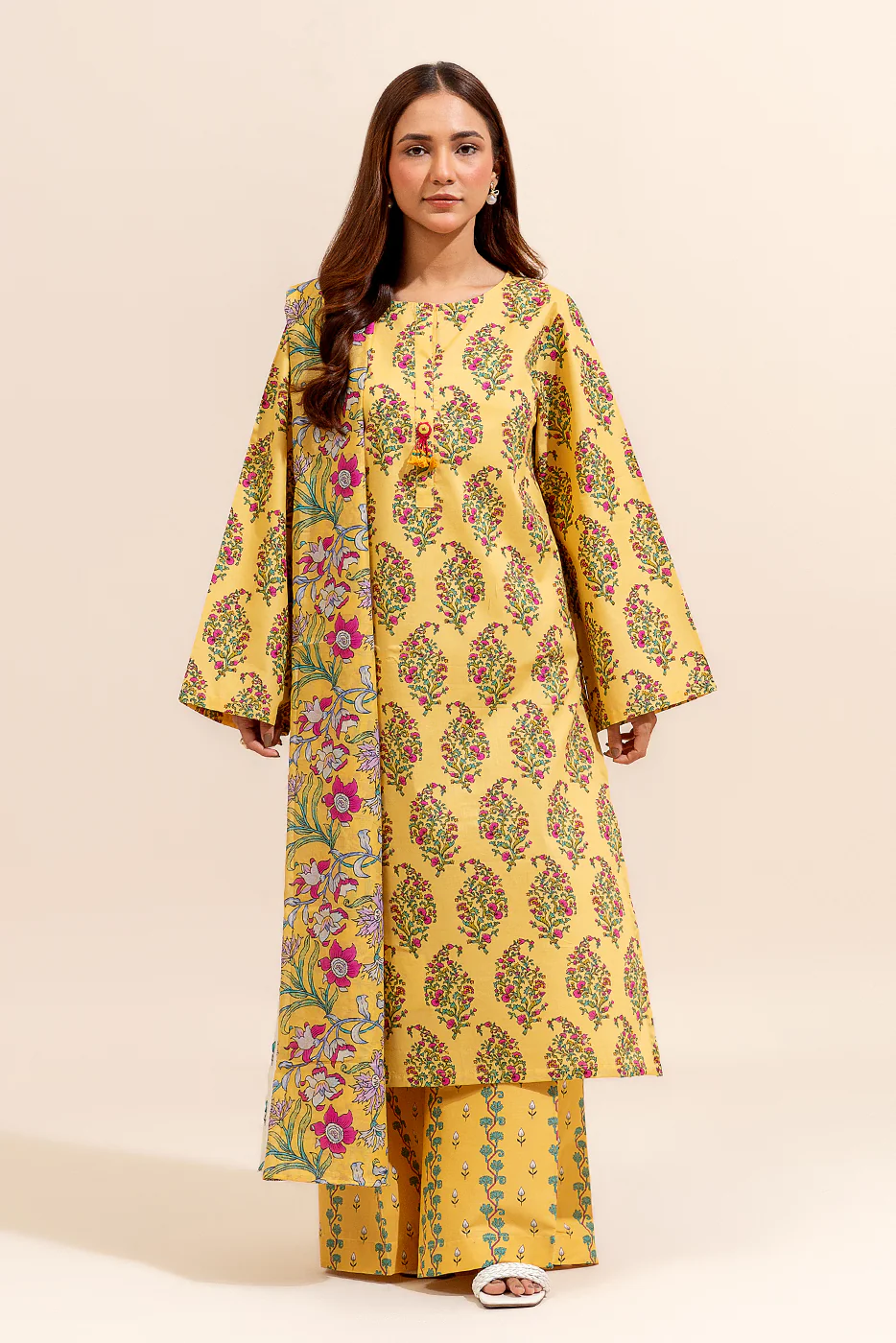 3 PIECE PRINTED LAWN SUIT-AMBER GLEAM (UNSTITCHED) - Image 2