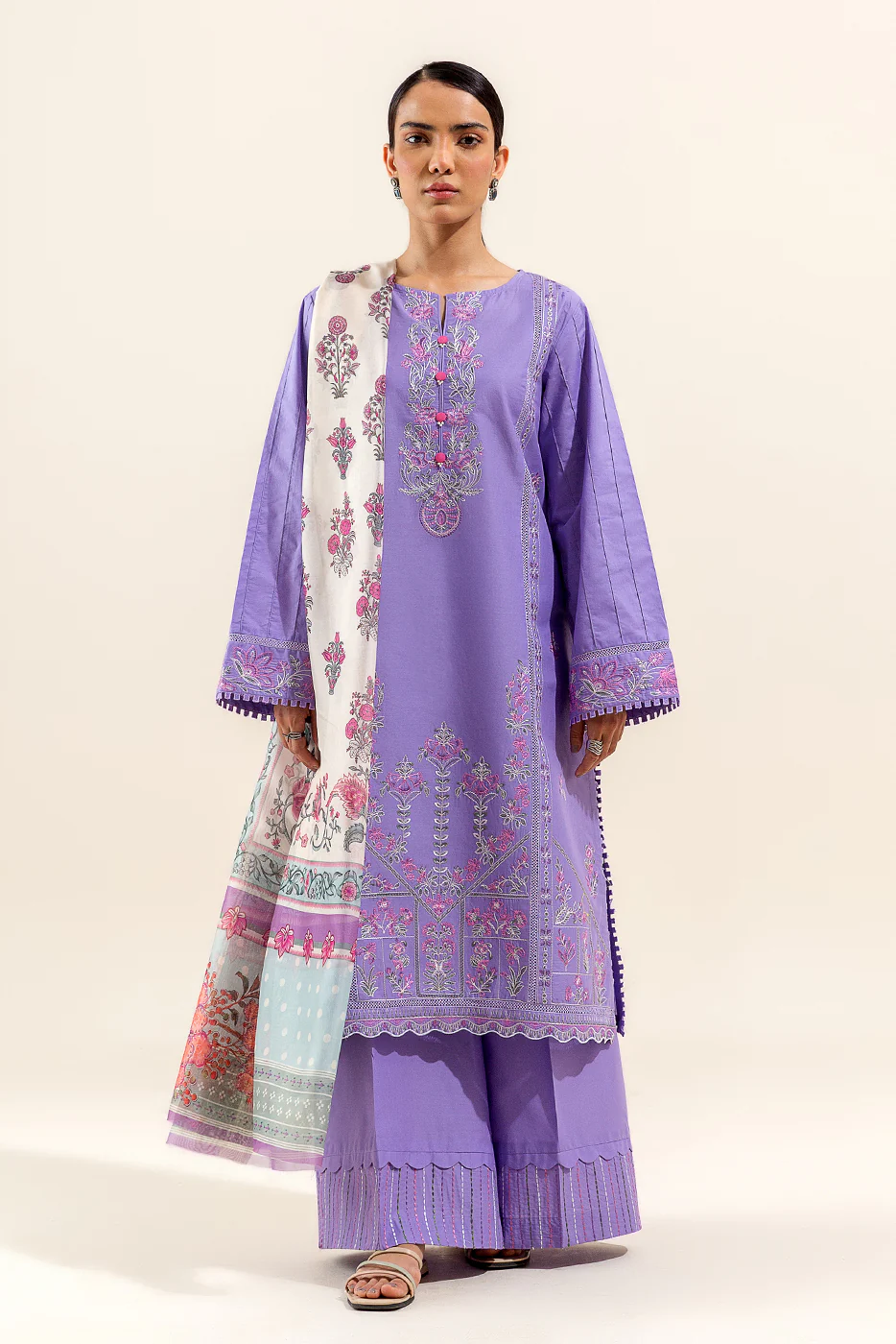 3 PIECE EMBROIDERED LAWN SUIT-ROSEATE MUSE (UNSTITCHED) - Image 2