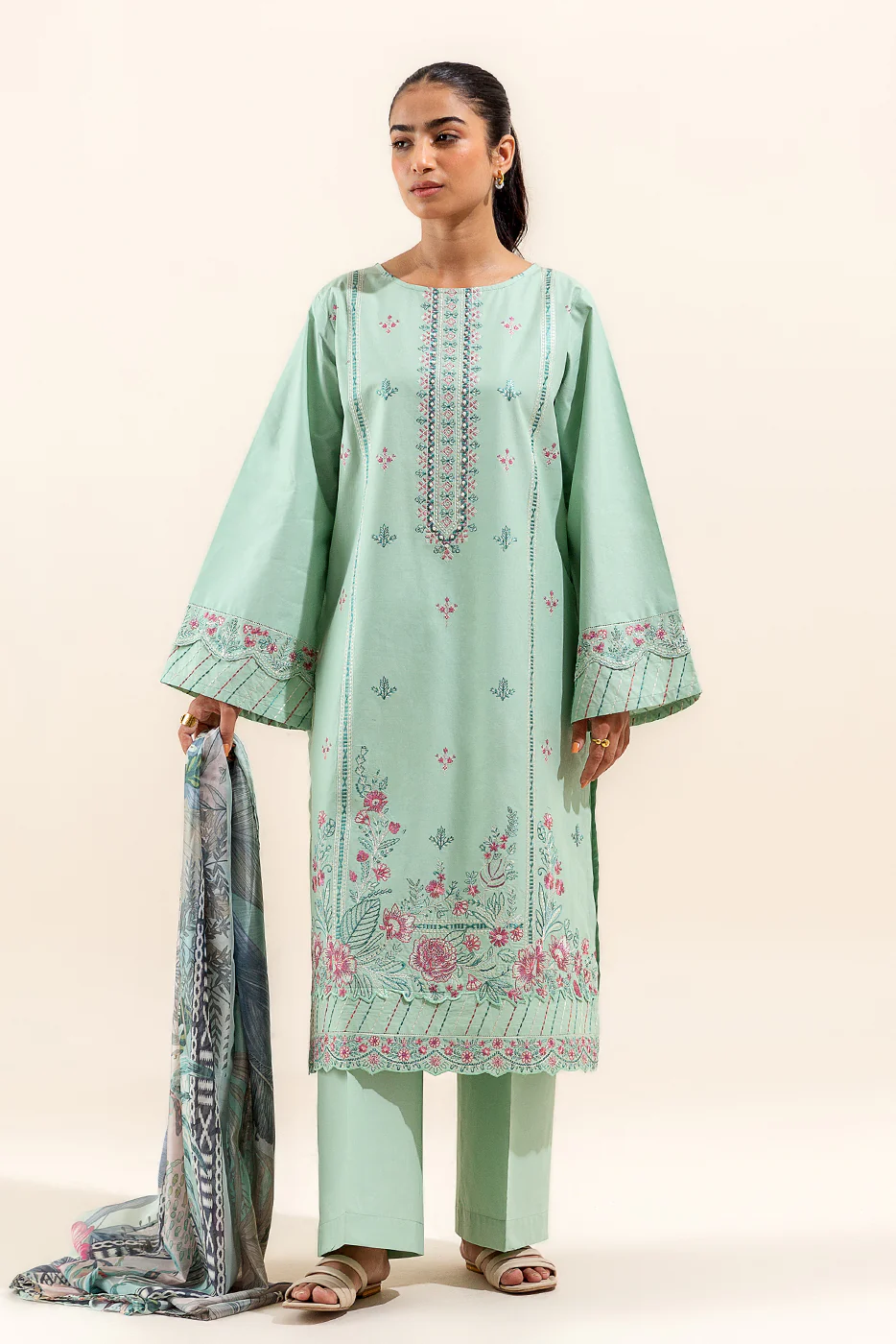 3 PIECE EMBROIDERED LAWN SUIT-WILDFLOWER WONDERS (UNSTITCHED) - Image 3