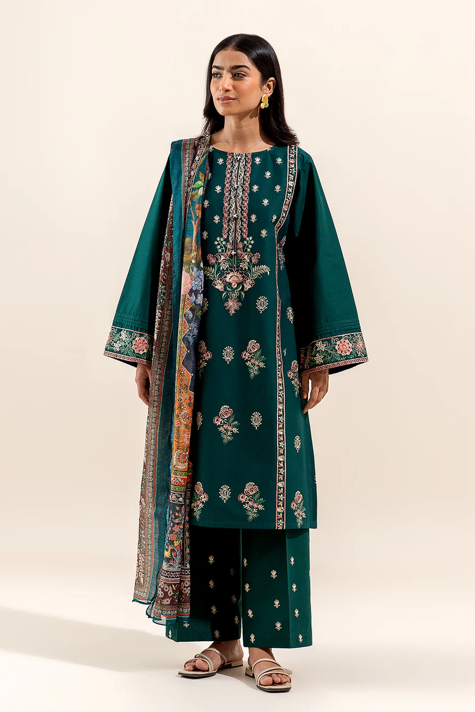 3 PIECE EMBROIDERED LAWN SUIT-OPULENT RUST (UNSTITCHED) - Image 2