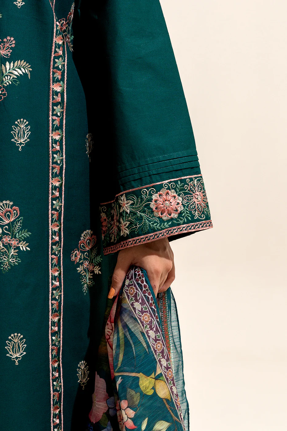 3 PIECE EMBROIDERED LAWN SUIT-OPULENT RUST (UNSTITCHED) - Image 6
