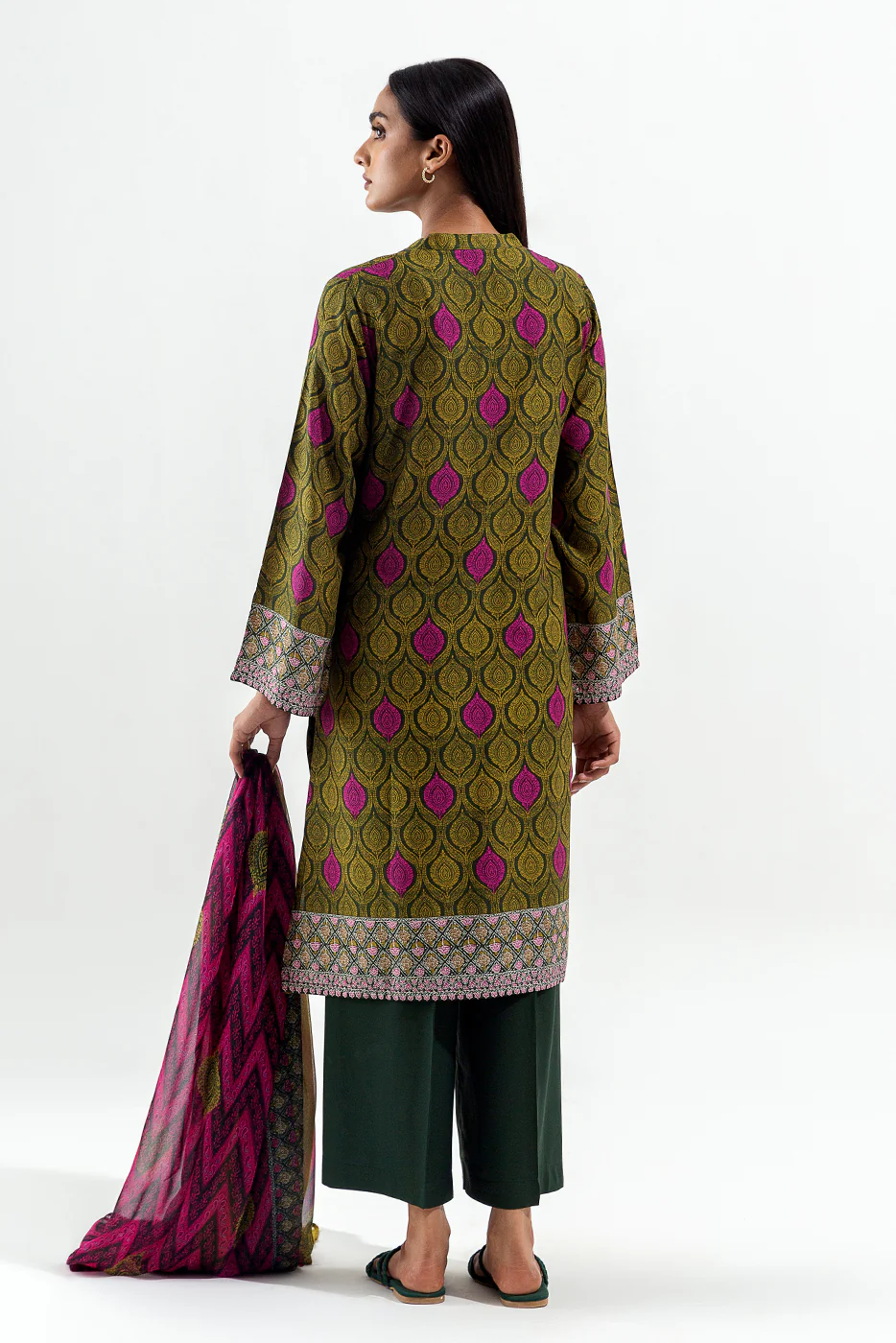 3 PIECE PRINTED VISCOSE SUIT (PRET) - Image 4