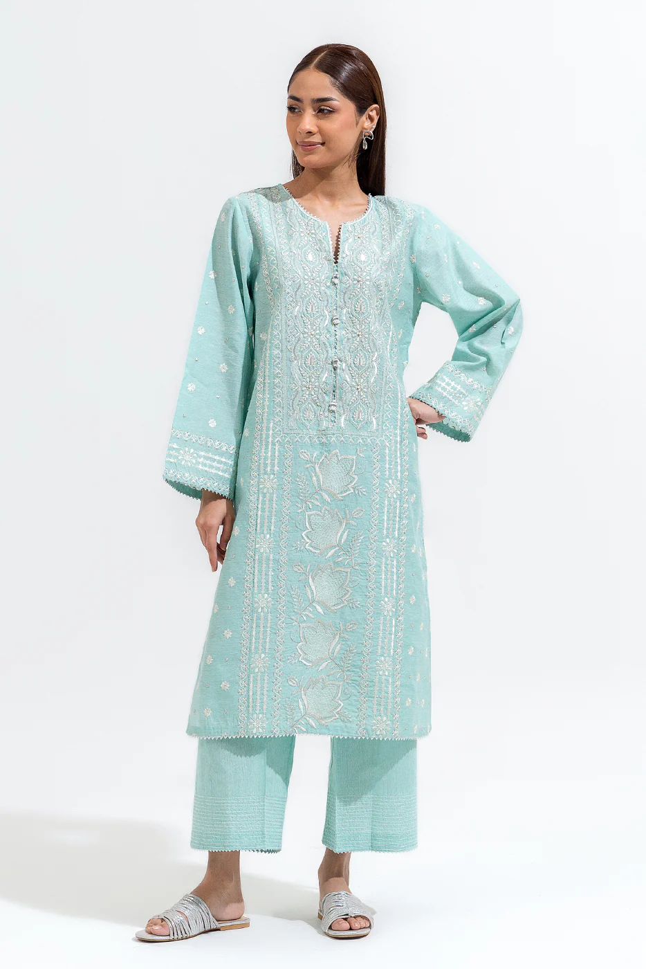 2 PIECE EMBROIDERED CHIKENKARI SUIT (LUXURY-PRET) - Image 2