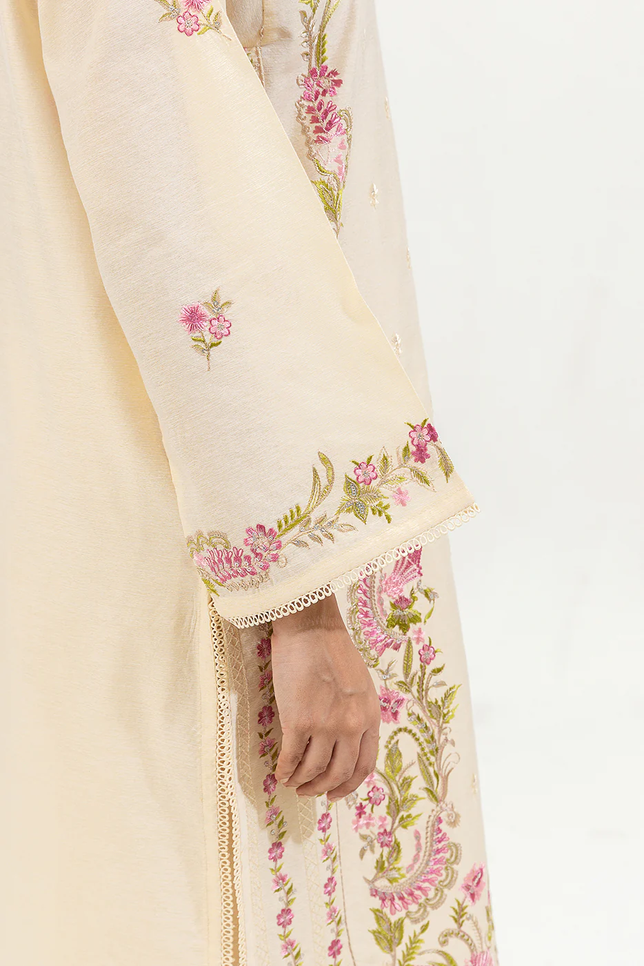 2 PIECE EMBROIDERED FANCY SLUB SUIT (LUXURY-PRET) - Image 5