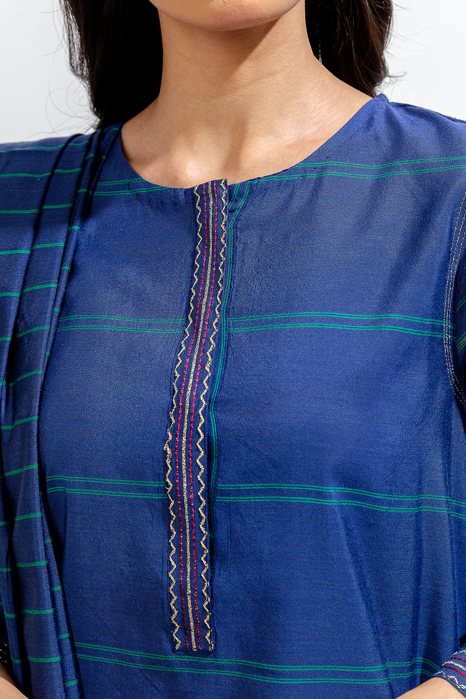 3 PIECE EMBROIDERED YARN DYED SUIT (LUXURY-PRET) - Image 5