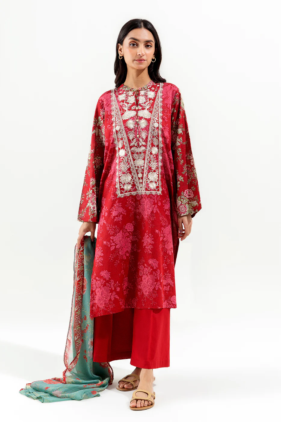 3 PIECE EMBROIDERED LAWN SUIT (PRET) - Image 4