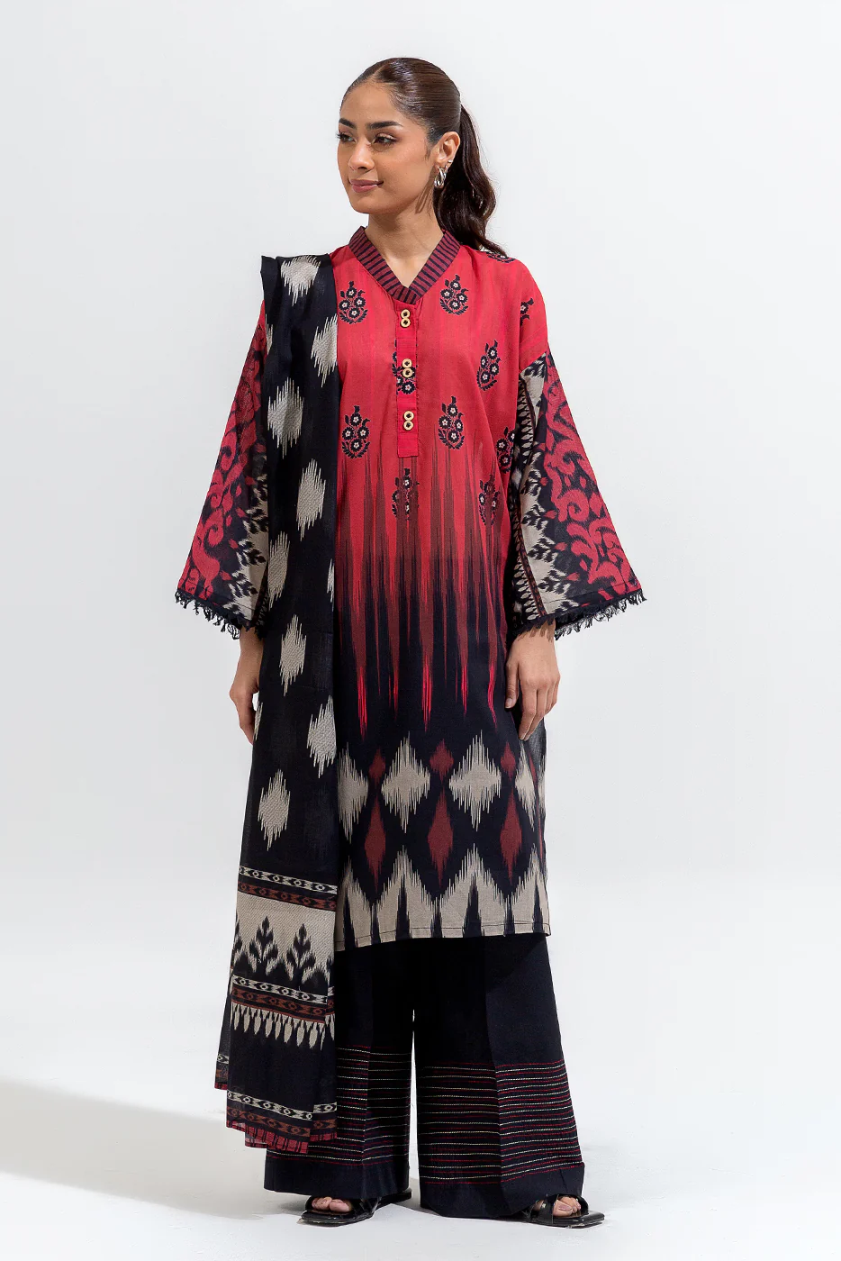 3 PIECE PRINTED LAWN SUIT (PRET) - Image 2