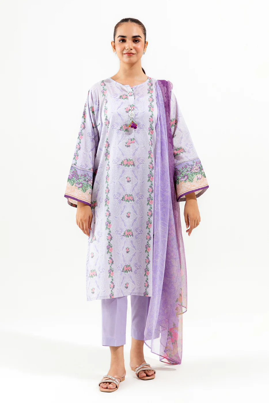 3 PIECE PRINTED LAWN SUIT (PRET) - Image 2