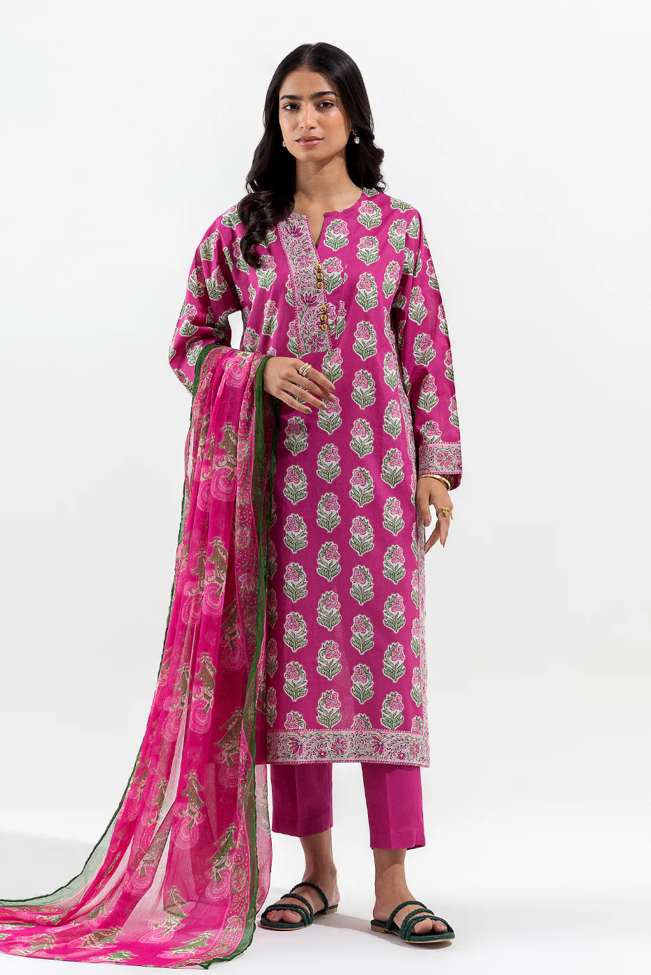 3 PIECE PRINTED LAWN SUIT (PRET) - Image 2