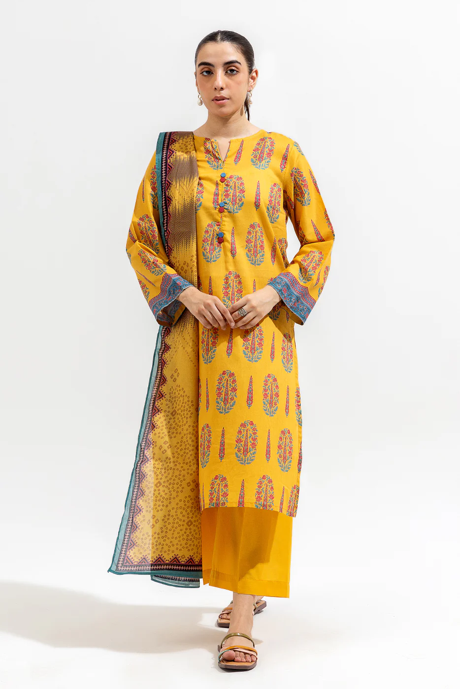 3 PIECE PRINTED LAWN SUIT (PRET) - Image 2