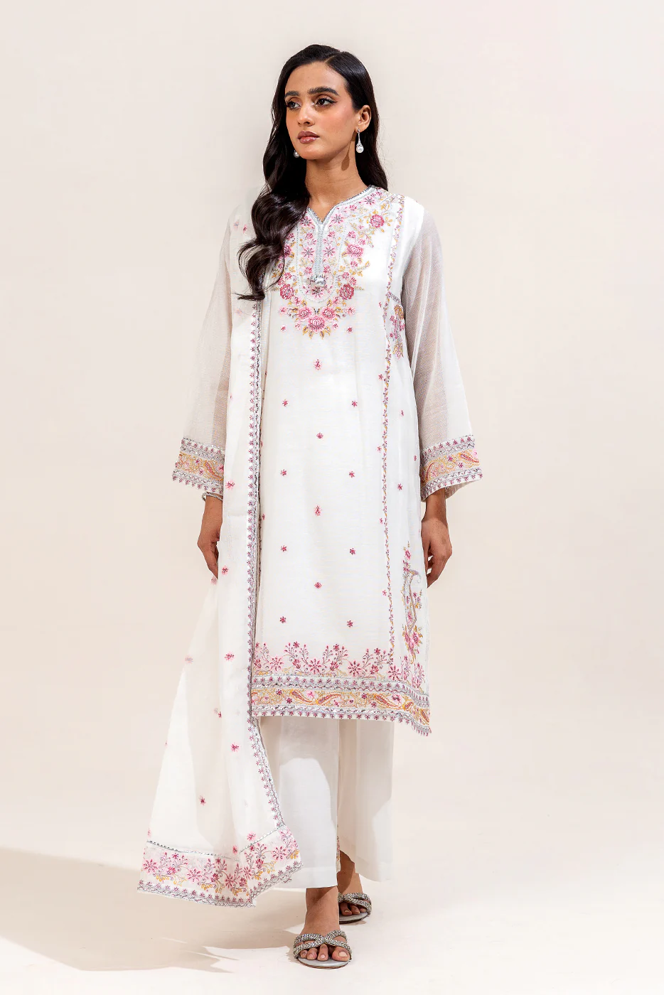 3 PIECE EMBROIDERED KHADDI NET SUIT (LUXURY-PRET) - Image 6
