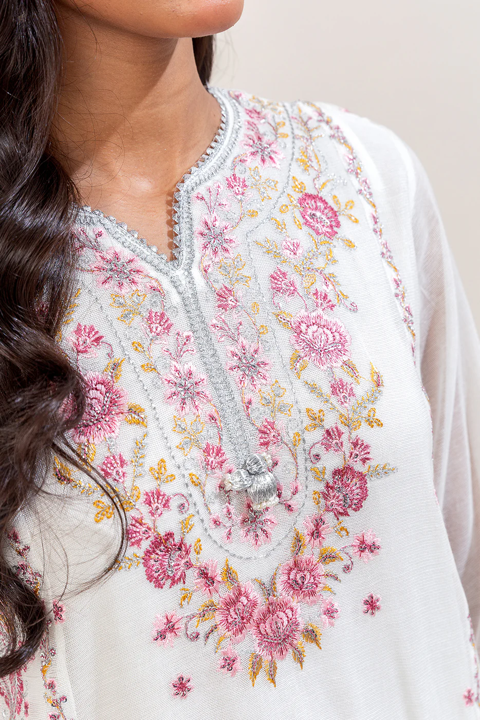 3 PIECE EMBROIDERED KHADDI NET SUIT (LUXURY-PRET) - Image 7