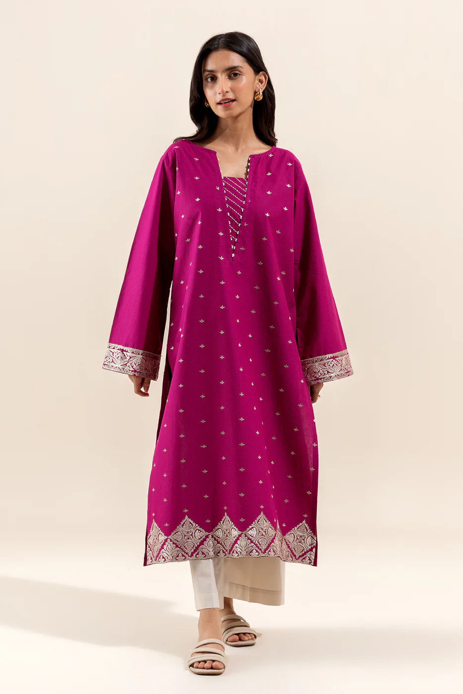 1 PIECE EMBROIDERED LAWN SHIRT-TRIBAL CARNATION (UNSTITCHED) - Image 2
