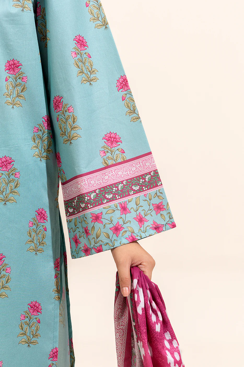 3 PIECE PRINTED LAWN SUIT-MINTY MEADOW (UNSTITCHED) - Image 6