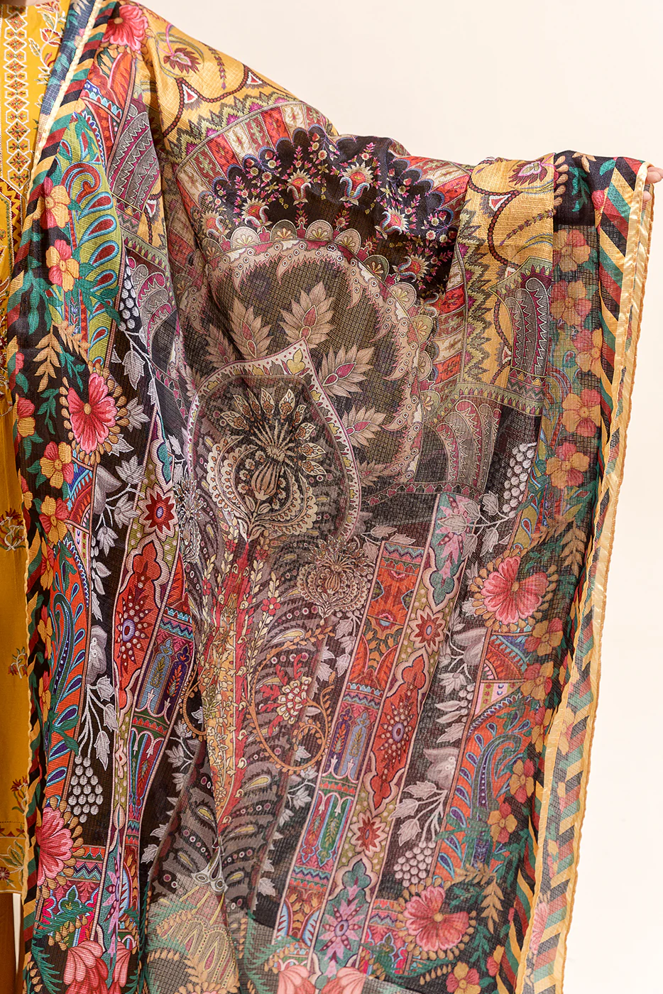 3 PIECE EMBROIDERED LAWN SUIT-VERDANT YELLOW (UNSTITCHED) - Image 2