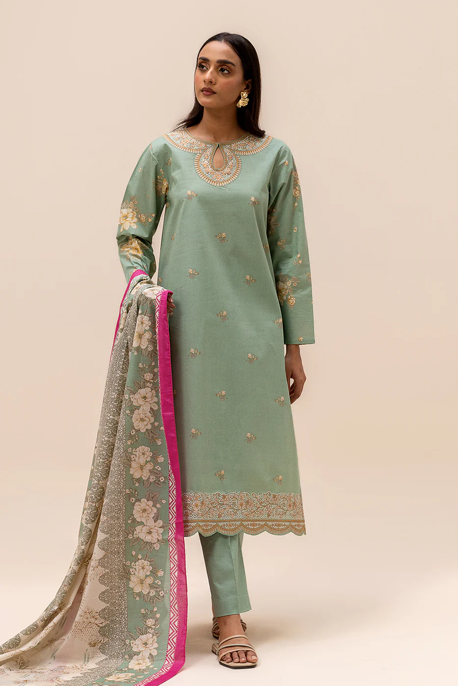 3 PIECE EMBROIDERED LAWN SUIT-AQUA VERVE (UNSTITCHED) - Image 3