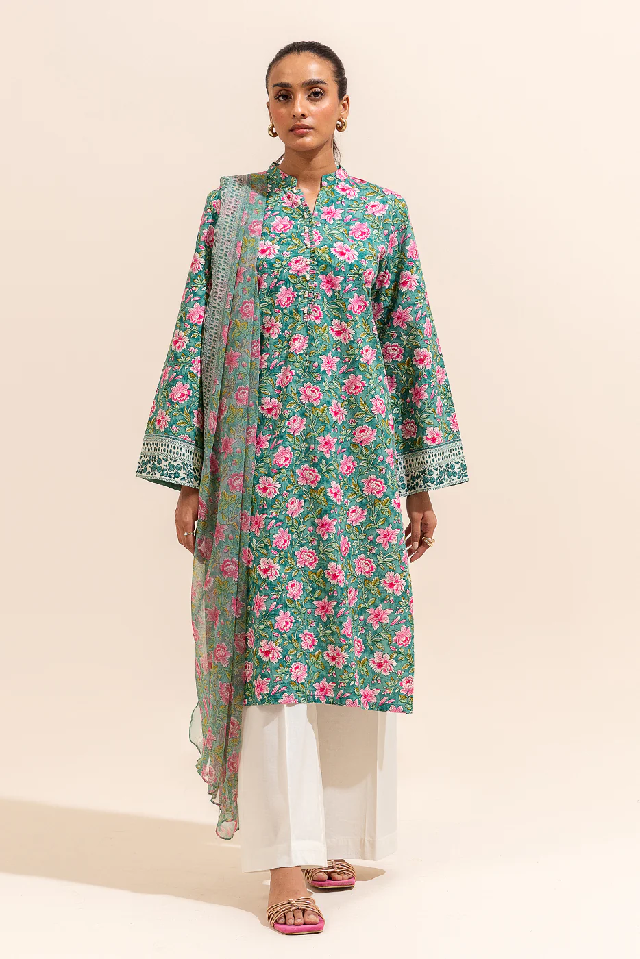 2 PIECE PRINTED LAWN SUIT-BASIL GLOOM (UNSTITCHED) - Image 2