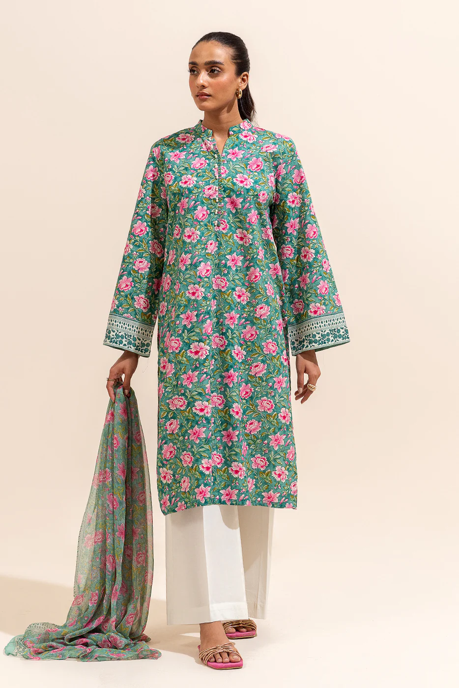 2 PIECE PRINTED LAWN SUIT-BASIL GLOOM (UNSTITCHED) - Image 3