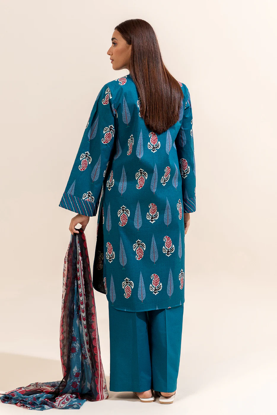 2 PIECE PRINTED LAWN SUIT-DEEP FLAIR (UNSTITCHED) - Image 6