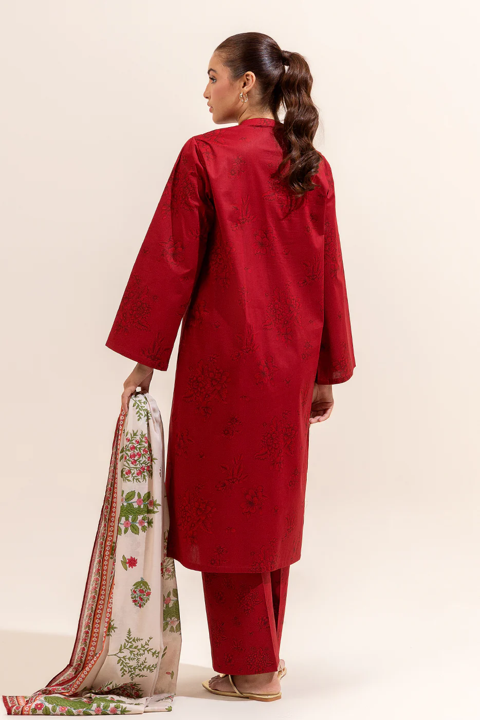 3 PIECE PRINTED LAWN SUIT-RUBY QUARTZ (UNSTITCHED) - Image 4