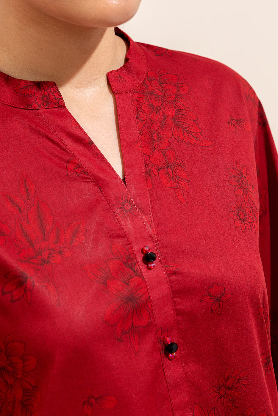 3 PIECE PRINTED LAWN SUIT-RUBY QUARTZ (UNSTITCHED) - Image 5