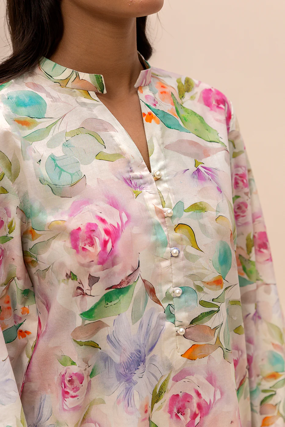 3 PIECE PRINTED LAWN SUIT-LILAC GARDENIA (UNSTITCHED) - Image 5