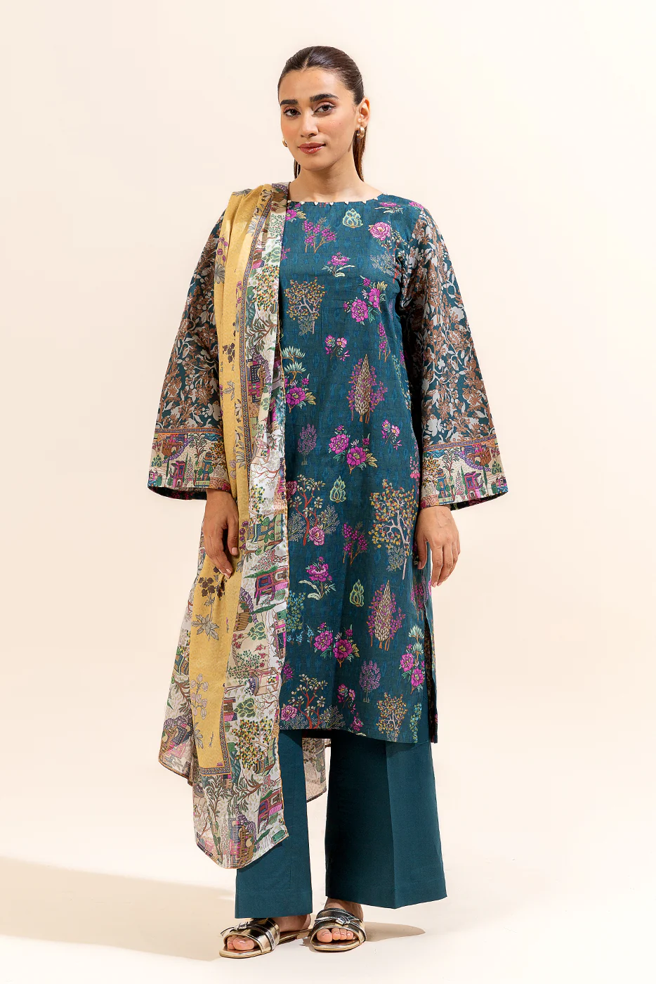 3 PIECE PRINTED LAWN SUIT-AEGEAN WEFT (UNSTITCHED) - Image 4