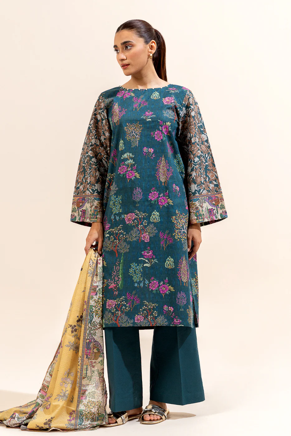 3 PIECE PRINTED LAWN SUIT-AEGEAN WEFT (UNSTITCHED) - Image 5