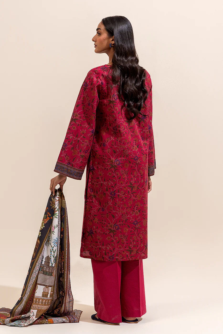 3 PIECE PRINTED LAWN SUIT-GARNET SMOKE ( UNSTITCHED) - Image 4