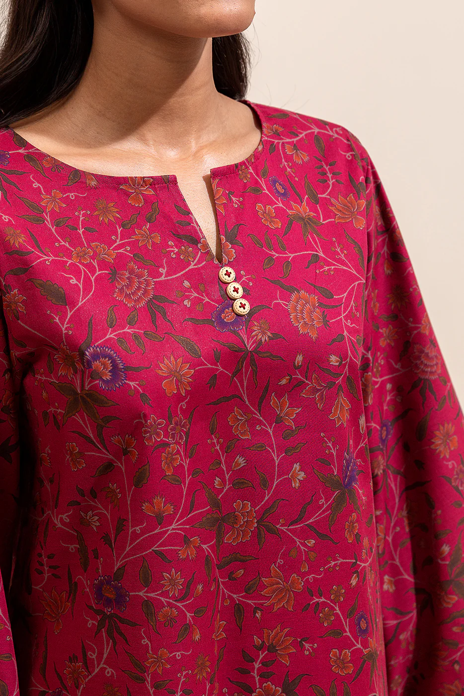 3 PIECE PRINTED LAWN SUIT-GARNET SMOKE ( UNSTITCHED) - Image 5