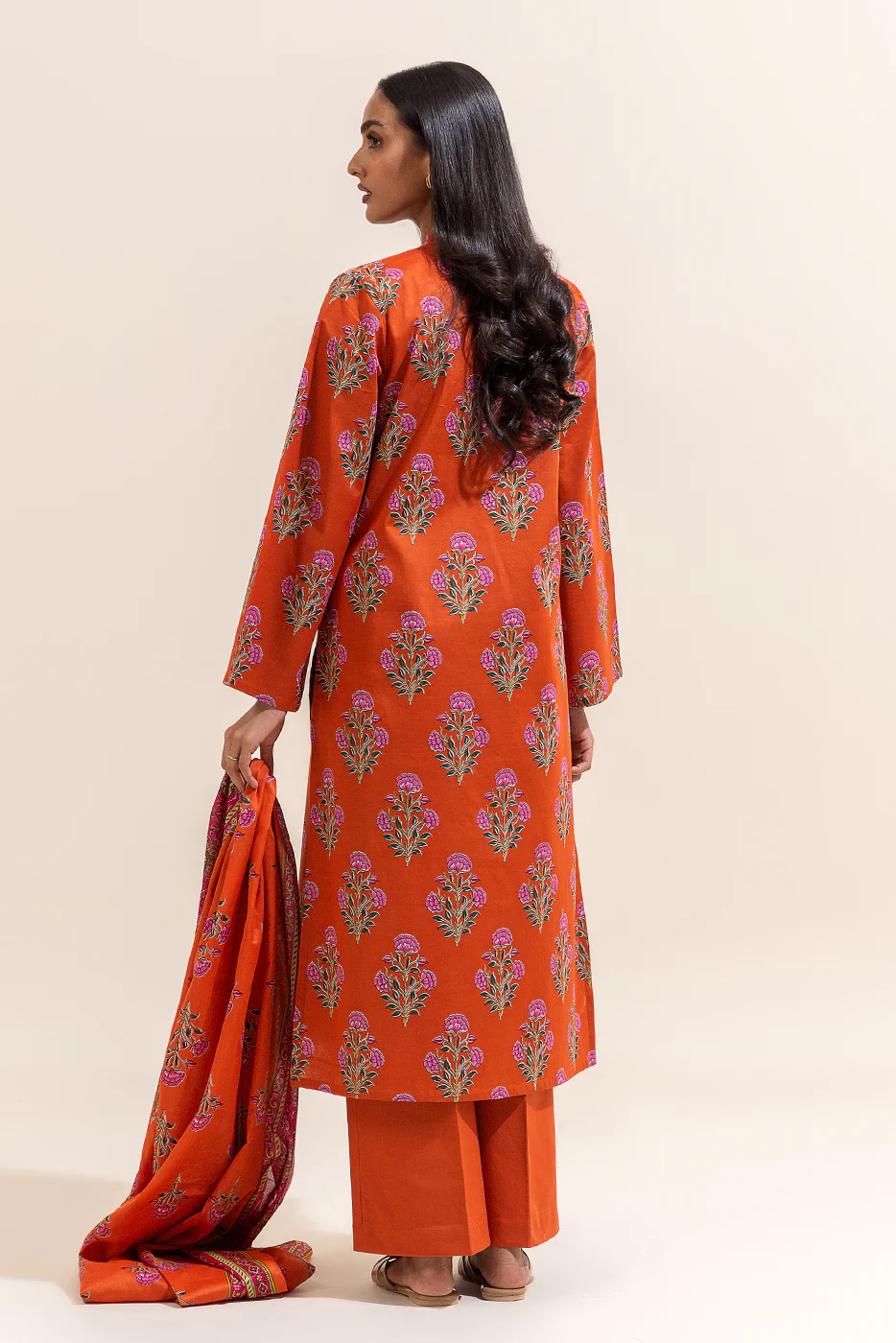 3 PIECE PRINTED LAWN SUIT-MANDARIN DREAM (UNSTITCHED) - Image 4