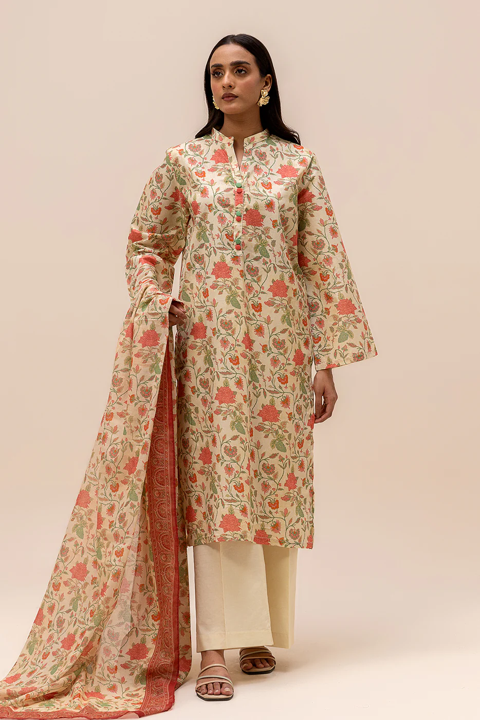 3 PIECE PRINTED LAWN SUIT-IVORY DREAM (UNSTITCHED) - Image 3