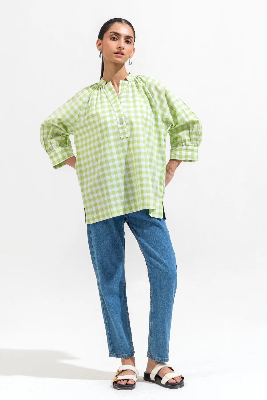 GREEN GINGHAM TOP - Image 2