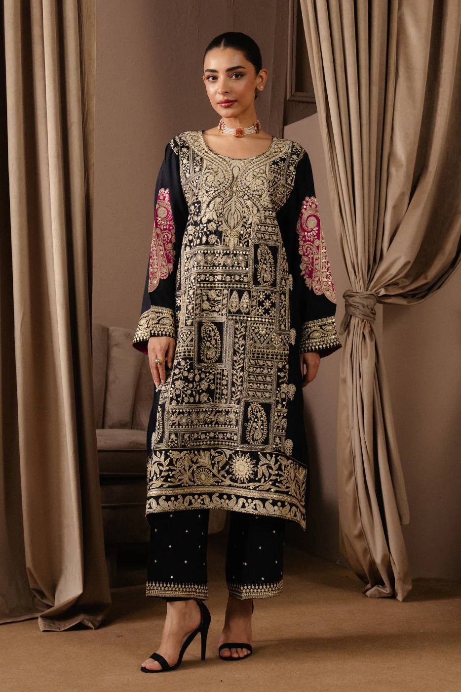 2 PIECE EMBROIDERED RAW SILK SUIT (LUXURY-PRET) - Image 2
