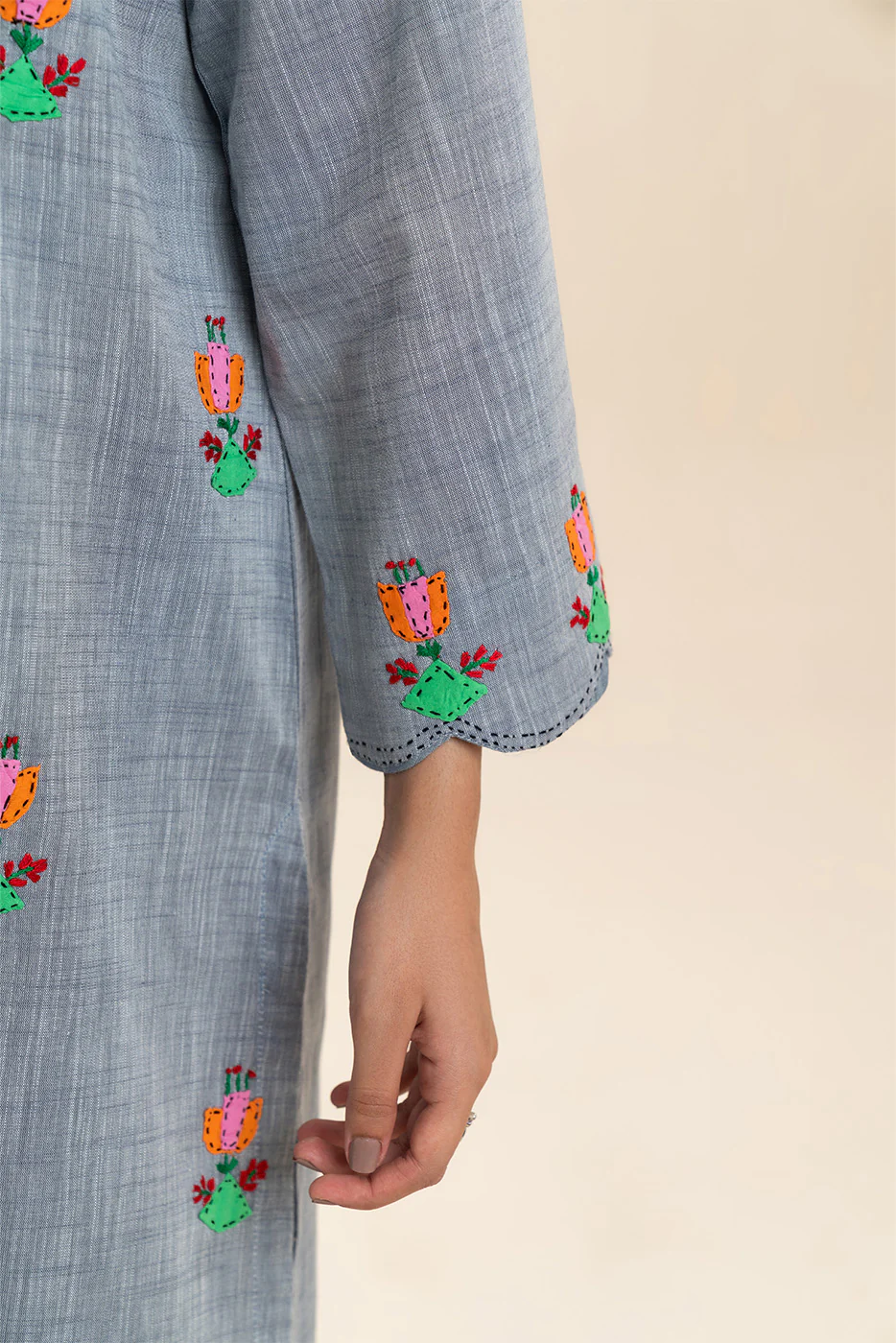2 PIECE SOLID CHAMBRAY SUIT (PRET) - Image 4