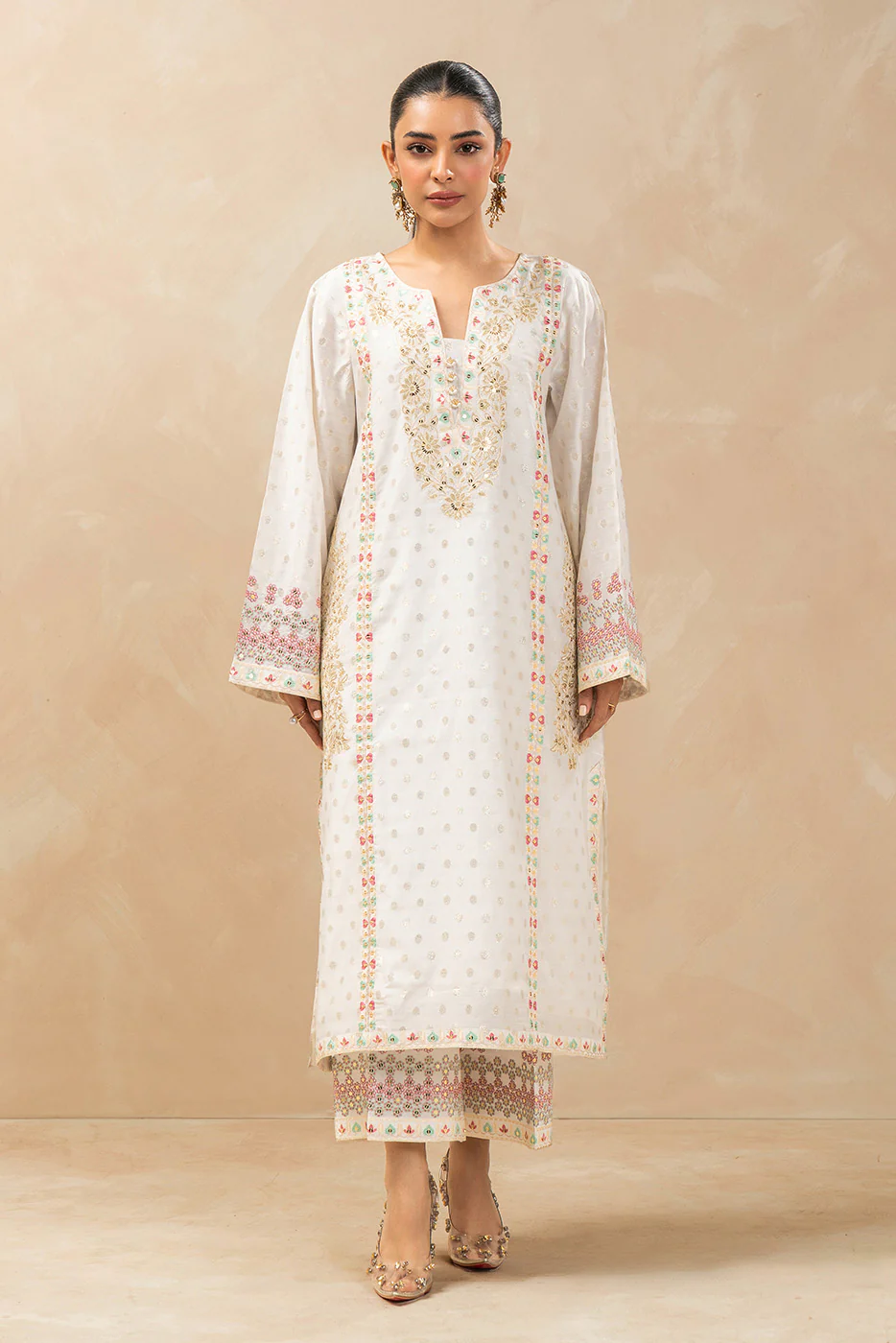 2 PIECE EMBROIDERED LUREX JACQUARD SUIT (LUXURY-PRET) - Image 2