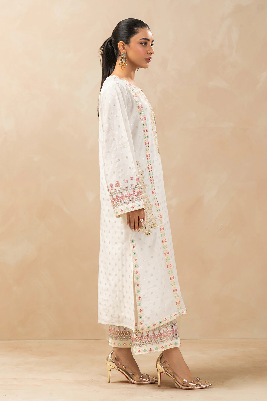 2 PIECE EMBROIDERED LUREX JACQUARD SUIT (LUXURY-PRET) - Image 4