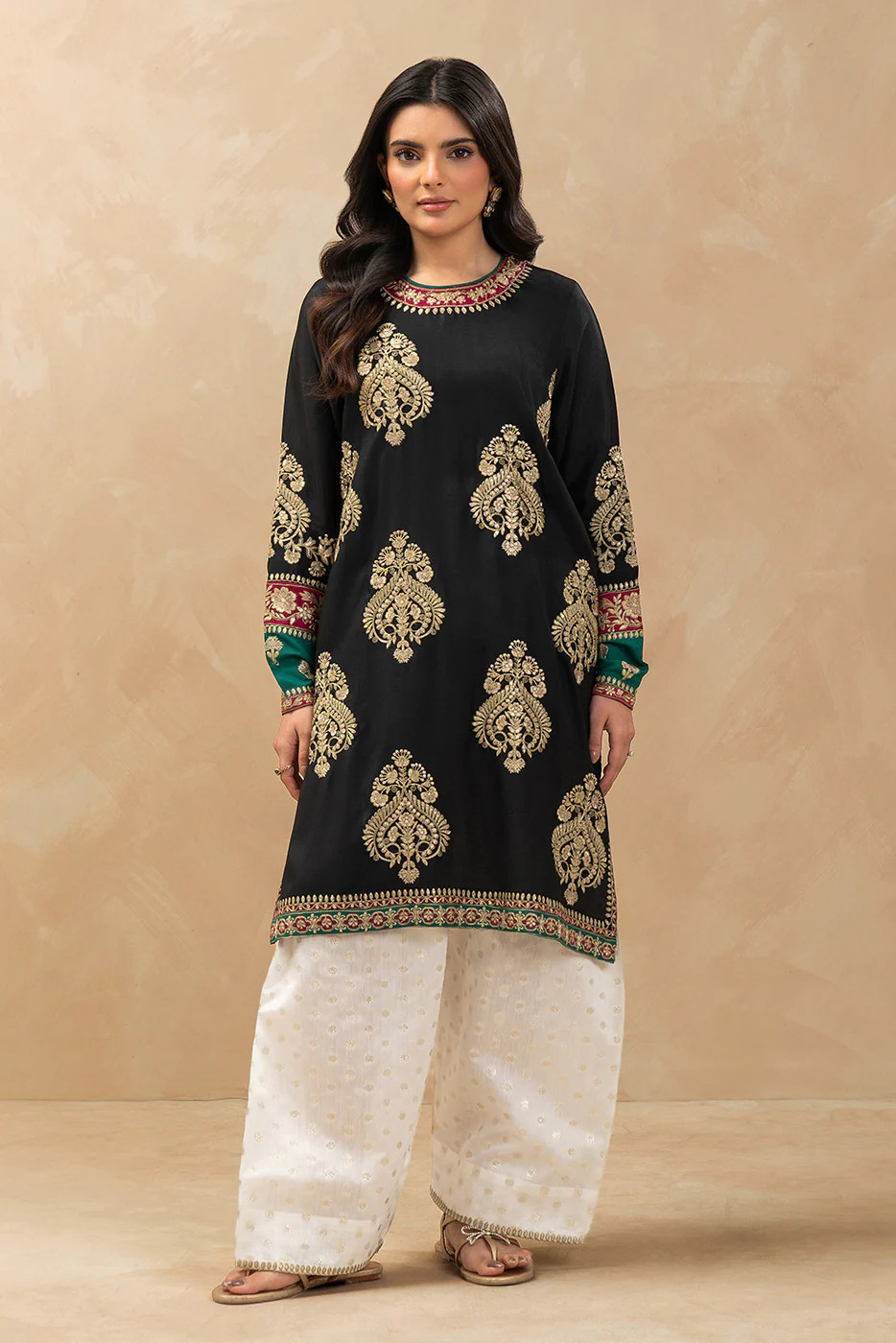 2 PIECE EMBROIDERED RAW SILK SUIT (LUXURY PRET) - Image 2