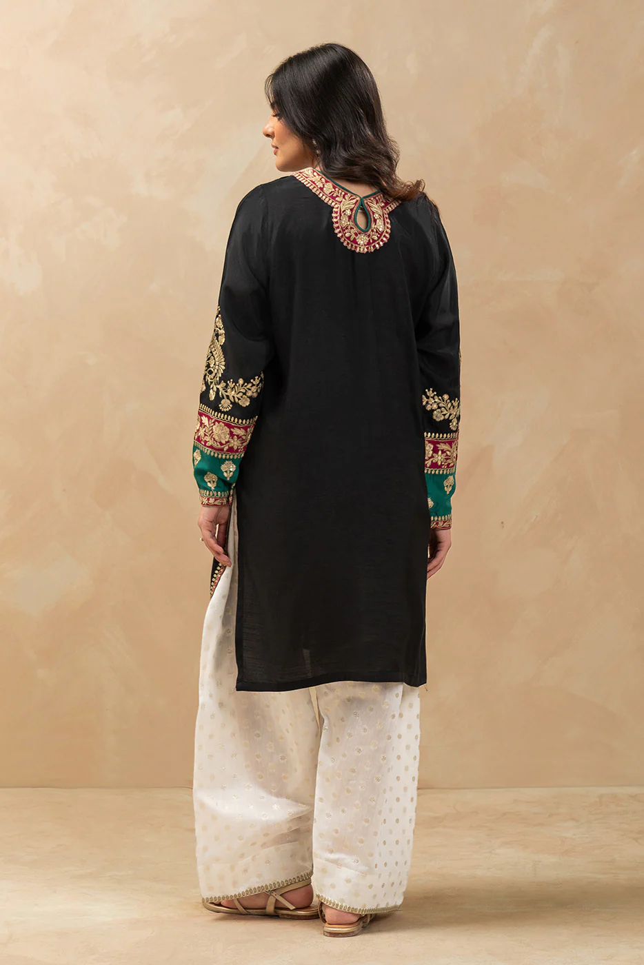 2 PIECE EMBROIDERED RAW SILK SUIT (LUXURY PRET) - Image 3