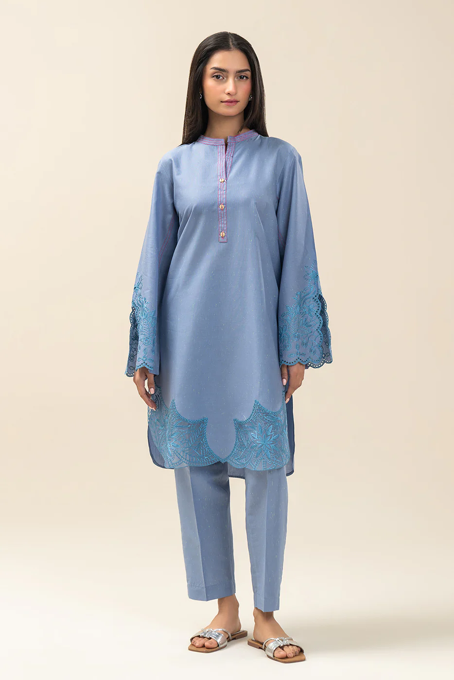 2 PIECE EMBROIDERED NEON NEPS SUIT (PRET) - Image 6