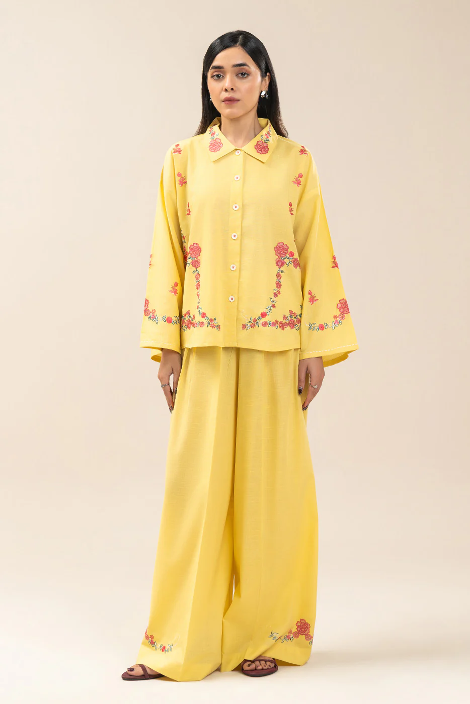 2 PIECE EMBROIDERED SLUB CO-ORD SET (FLOW) - Image 2