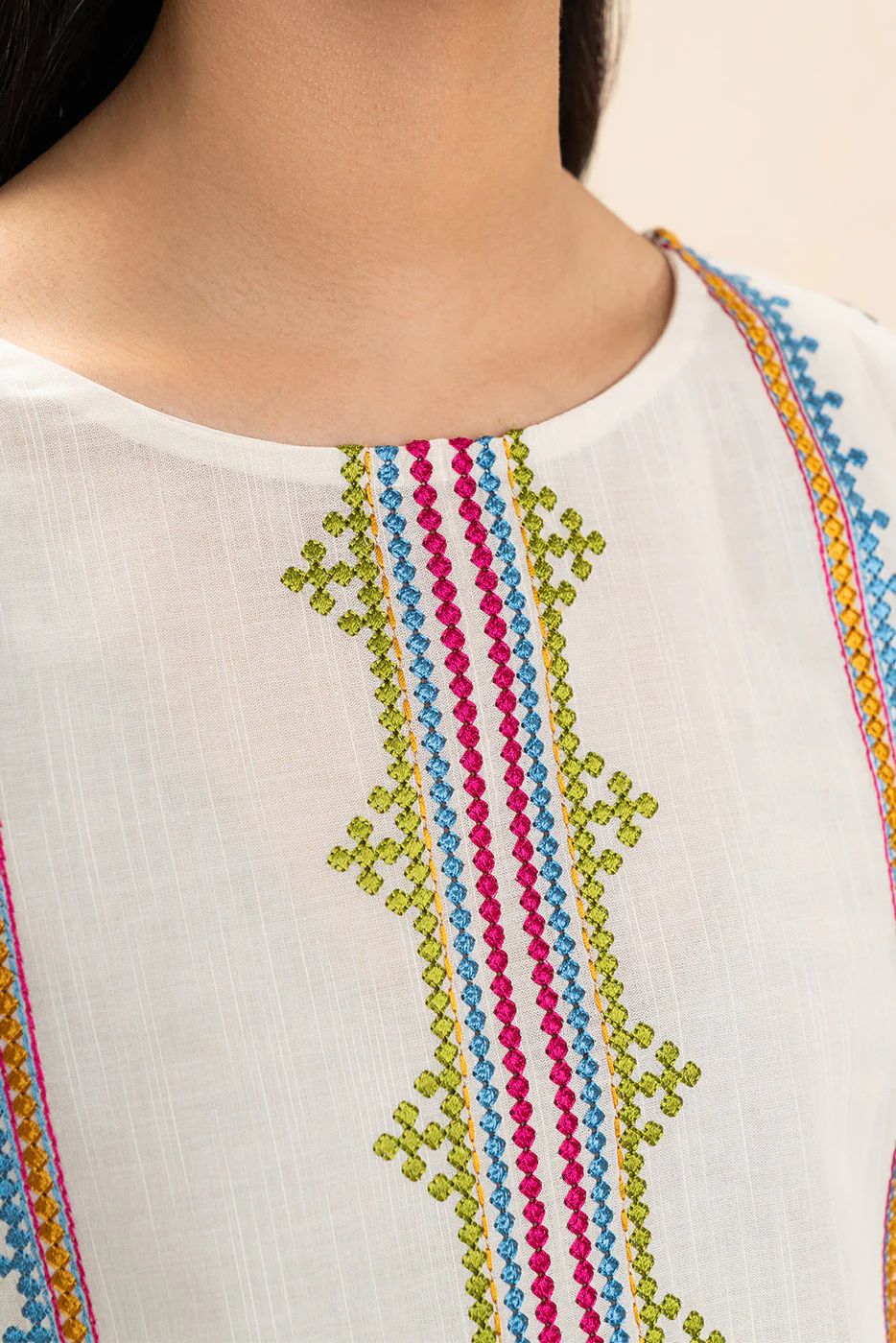 2 PIECE EMBROIDERED SLUB SUIT (FLOW) - Image 8