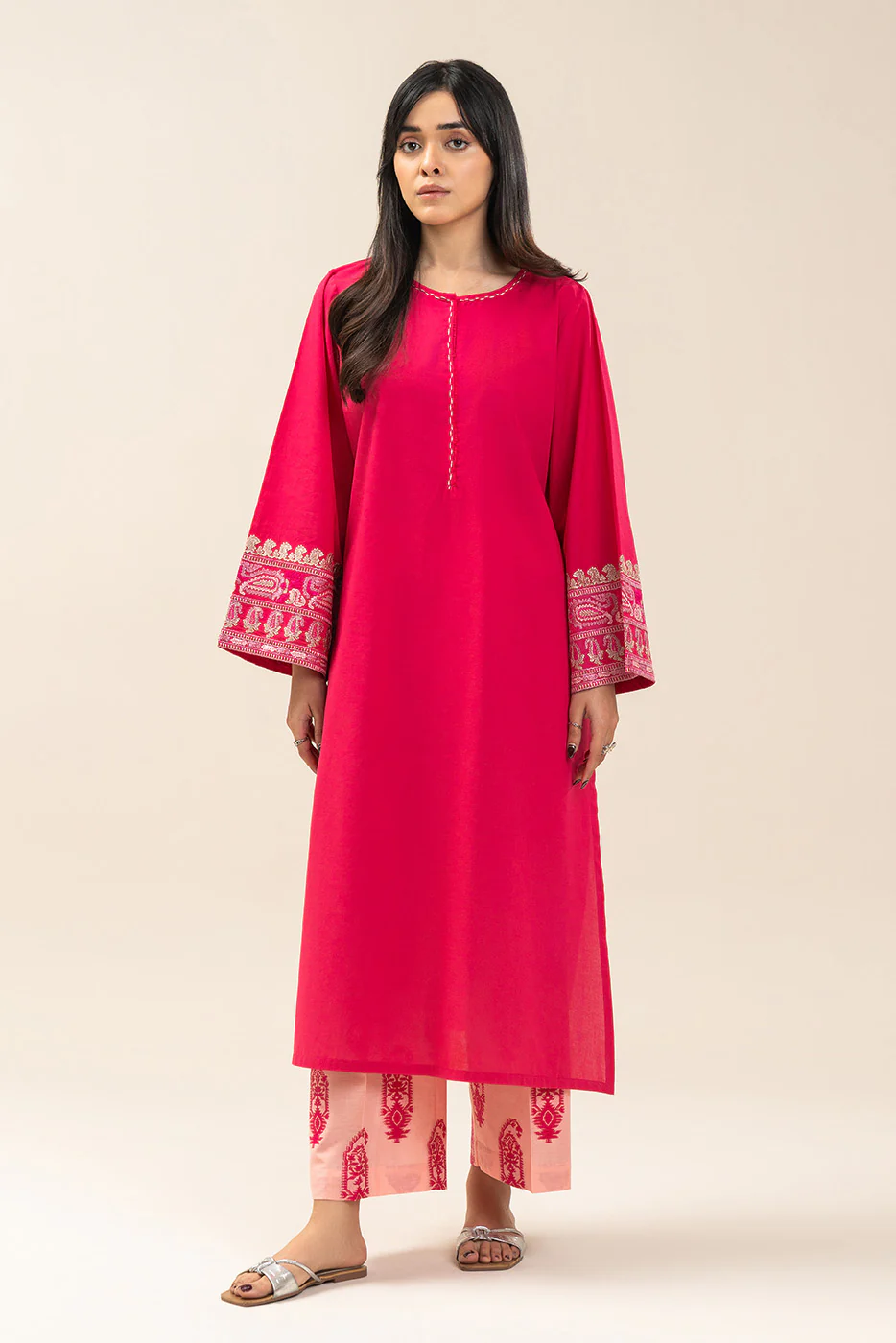 2 PIECE EMBROIDERED CAMBRIC SUIT (PRET) - Image 2