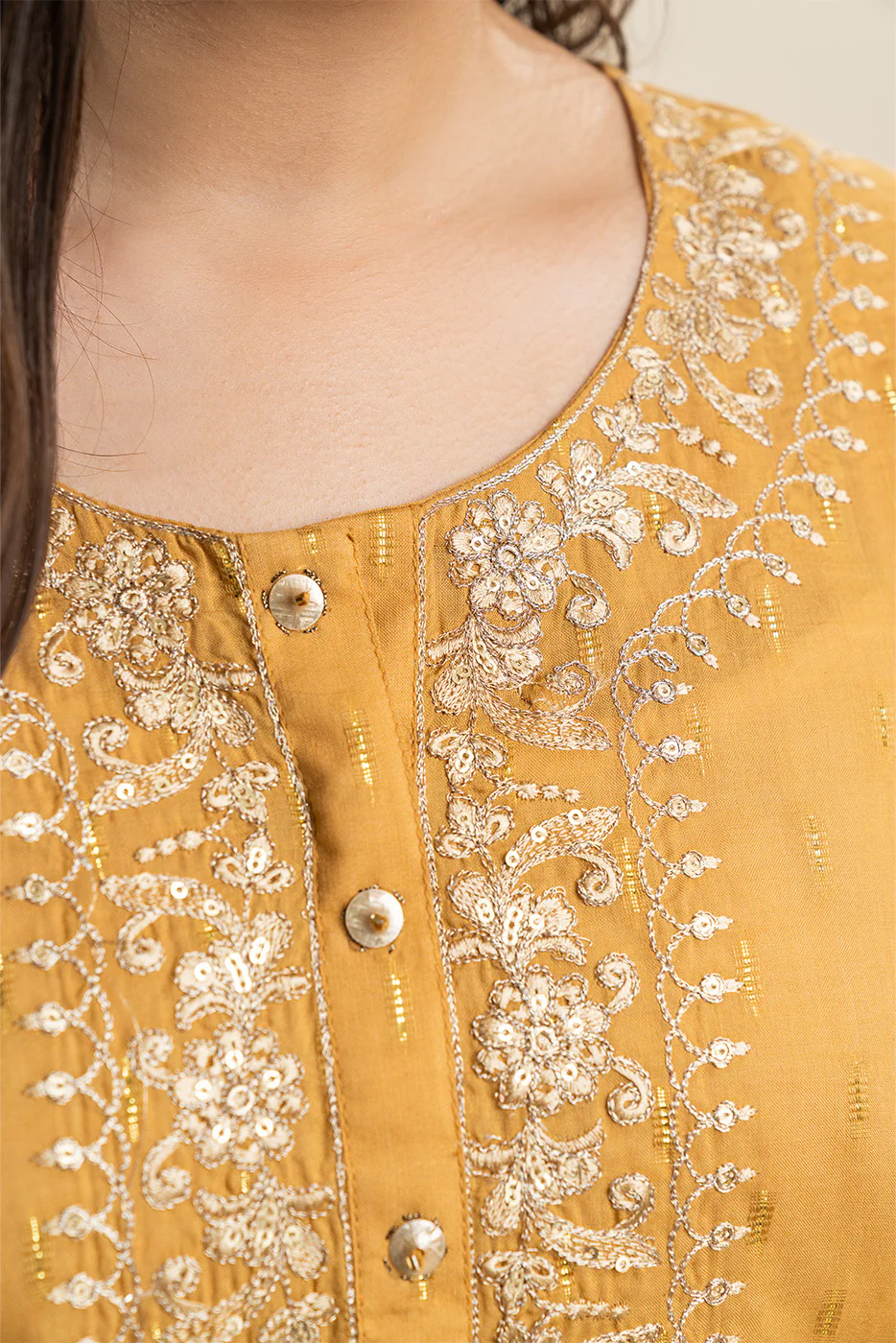 2 PIECE EMBROIDERED ZARI JACQUARD SUIT (PRET) - Image 5