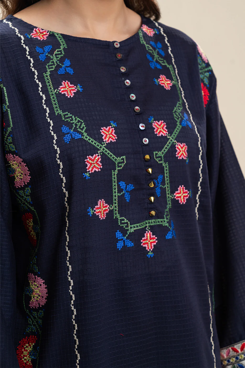 2 PIECE EMBROIDERED DORIA SUIT (PRET) - Image 3