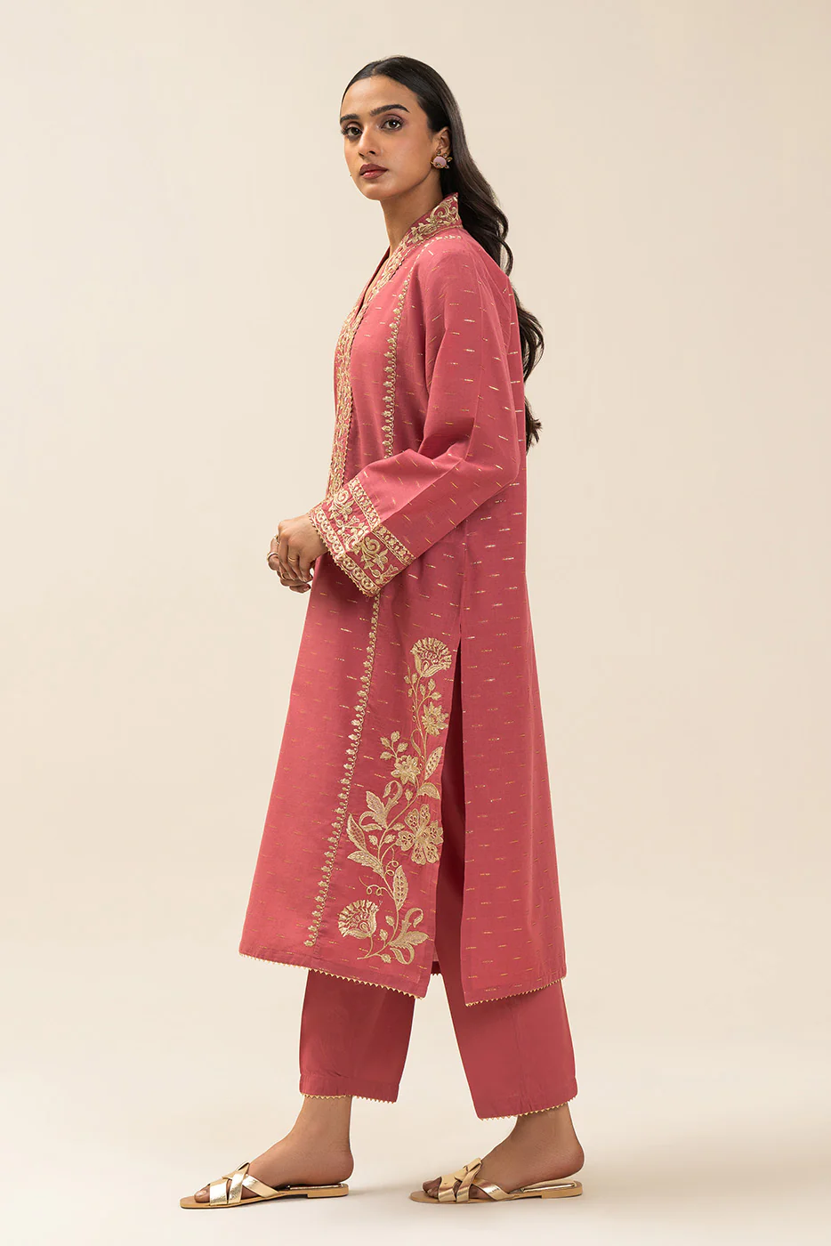 EMBROIDERED ZARI JACQUARD SHIRT (PRET) - Image 2