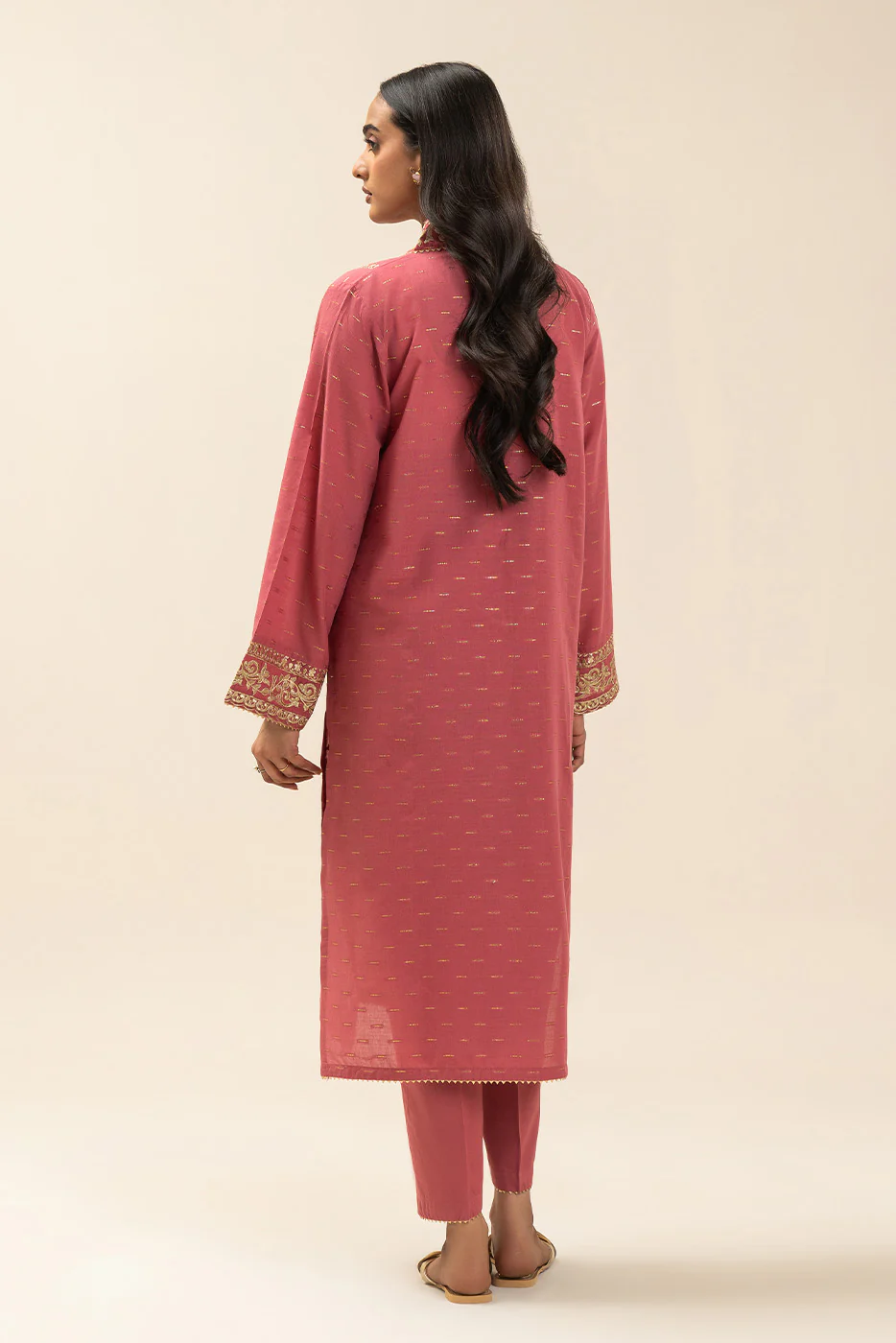 EMBROIDERED ZARI JACQUARD SHIRT (PRET) - Image 3